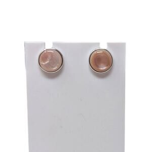 KN 925 Sterling Silver Pink Shell Cabochon Stud Earrings – 2.31g